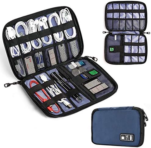 Travel Universal Cable Organizer,BQYPOWER Electronics Accessories Cases for Various USB, Phone, Charger and Cable (Blue)