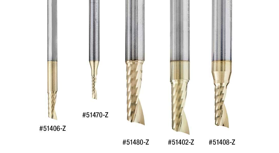 Amana Tool 51479-Z SC Spiral O Single Flute ZrN Coated Aluminum Cutting 1/4 D x 3/8 CH x 1/4 SHK x 2 Inch Long Up-Cut Router Bit withMirror Finish - Image 4