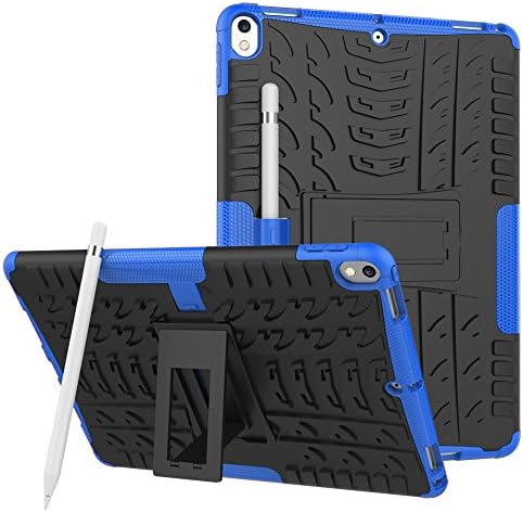 iPad 2017 iPad Pro 10.5 Case, TOODAY 2 In1 Ultra Premium Heavy Duty Hard Case Anti Slip Kids Friendly Shockproof Silicone Protective Cover for Apple iPad Pro 2017 10.5 inch (2017 Version) (Blue)