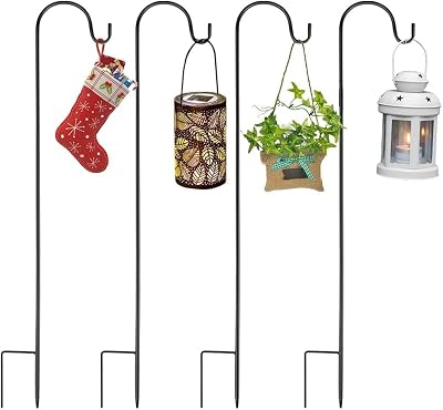 Eidoct 4 Pack 80cm Metal Garden Shepherds Crook Hooks, Adjustable