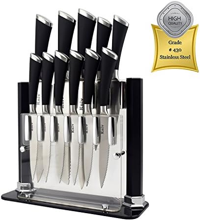 Knife Set by Kniv | 11 Piece Stainless Steel Chef Cutlery in Black Knife Block