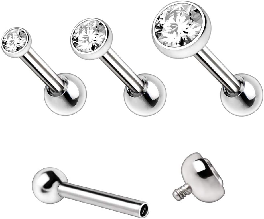 Cocobul Body Jewelry 3 Pieces of 316L Internally Threaded Triple Helix/Cartilage Earrings (2mm,3mm,4mm)