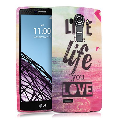 kwmobile TPU SILICONE CASE for LG G4 Design Live the Life multicolor dark pink blue - Stylish designer case made of premium soft TPU
