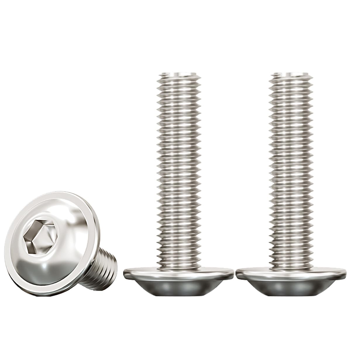 Drenky 20 Pcs Stainless Steel M6 Bolts with Flanged, Pan Head, Rounded Head Screws - Fully Threaded, Rustproof, 30mm