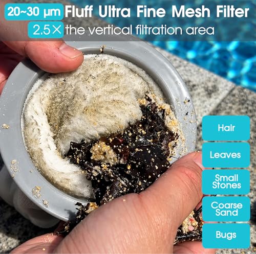 AQUAFYSH Cordless Pool Vacuum-True Powerful Suction 18.9GPM, 96inch, 1H Runtime, 25µm Fluff Ultra Fine Filter,Handheld Rechargeable Hot Tub Cleaner with Poles for Above Ground&Inground Pool