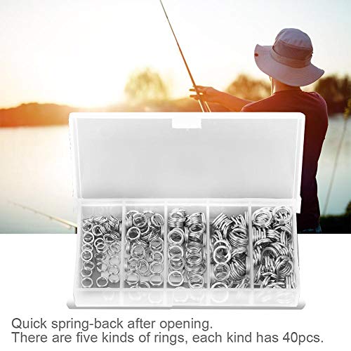 Alomejor 200 St¨¹cke Edelstahl Split Ringe Doppel Snap Ring Hochfeste Angelk?der Ring Fischk?der Stecker Angeln Set – Bild 6