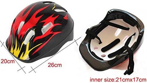 1Set(Black+Red) 7 in 1 Sports Skateboard Protection Sets Cycling Roller Skating Helmet/Elbow Pads/Knee Pads/Wrist Pads Safety Protective Guard Gear for Kids Children(M for 8-12 years old) - Image 3