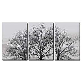 Trees in Winter Gray Landscape x3 Panels