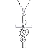 DAOCHONG S925 Sterling Silver Cross Pendant Necklace for Women Men Note Music Flower Panda Pentacle Jewelry
