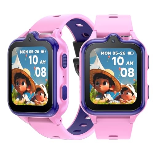 DOOGEEEco Anyscene S3 Children's GPS Smart Watch, 1.72 Inch HD Screen, 4G LTE Video Calls, IP68 Waterproof, 16 GB Memory, 900 mAh Battery, Pedometer Alarm Clock Games Birthday Gift, Pink