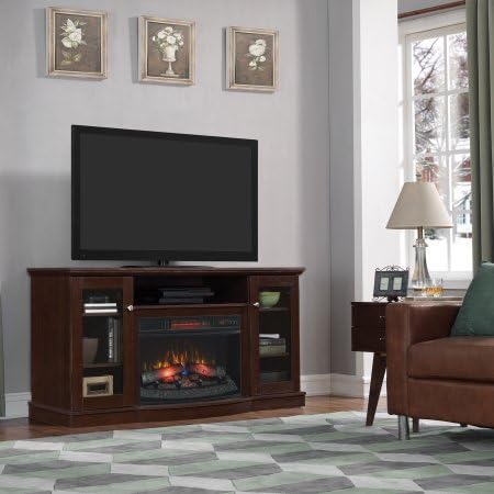 TV Stand for TVs up to 65" with Infrared Quartz Fireplace (Espresso)