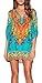 HIMONE Women Bohemian Neck Tie Vintage Printed Ethnic Style Summer Shift Dress Small