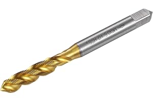 uxcell Spiral Flute Threading Tap M6 x 0.5, Metric HSS (High Speed Steel) Titanium Plated Machine Thread Screw Tap 3 Flutes T