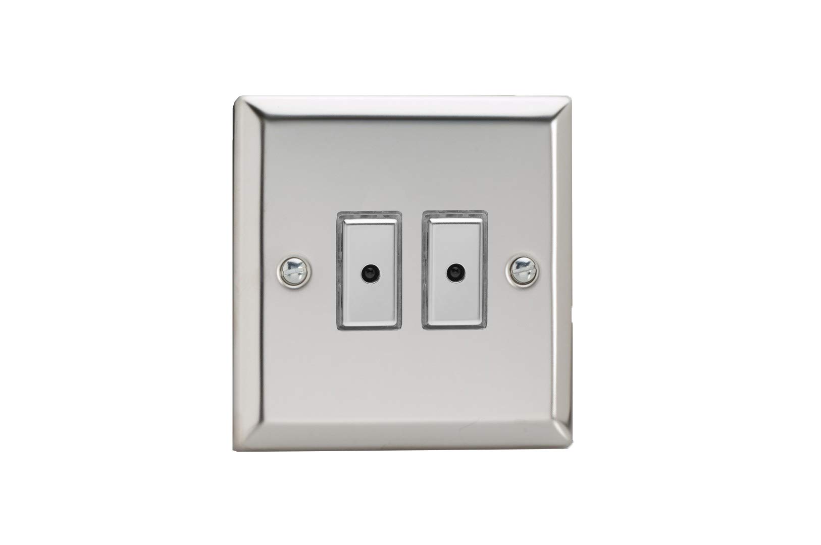 Varilight Eclique 2 2-Gang 1-Way Remote/Tactile Touch Control Master LED Dimmer 2 x 0-100W (Max 10 LEDs) Mirror Chrome JCE102