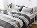 COTEXTURE Quality Bohemian Duvet Cover Set Microfiber 3 Piece Striped Bedding Set Grey Queen Size