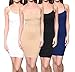 Free to Live 4 Pack Women's Full Slip - Seamless Stretchy Spaghetti Strap Mini Dresses