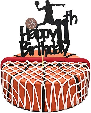 Basketball Cake Topper Glittery Happy 11th Birthday Basketball Cake Toppers For 11 Year Old Boy And Kids Basketball Scene Themed Birthday Decorations Basketball Fans Party Favors Buy Online At Best Price In