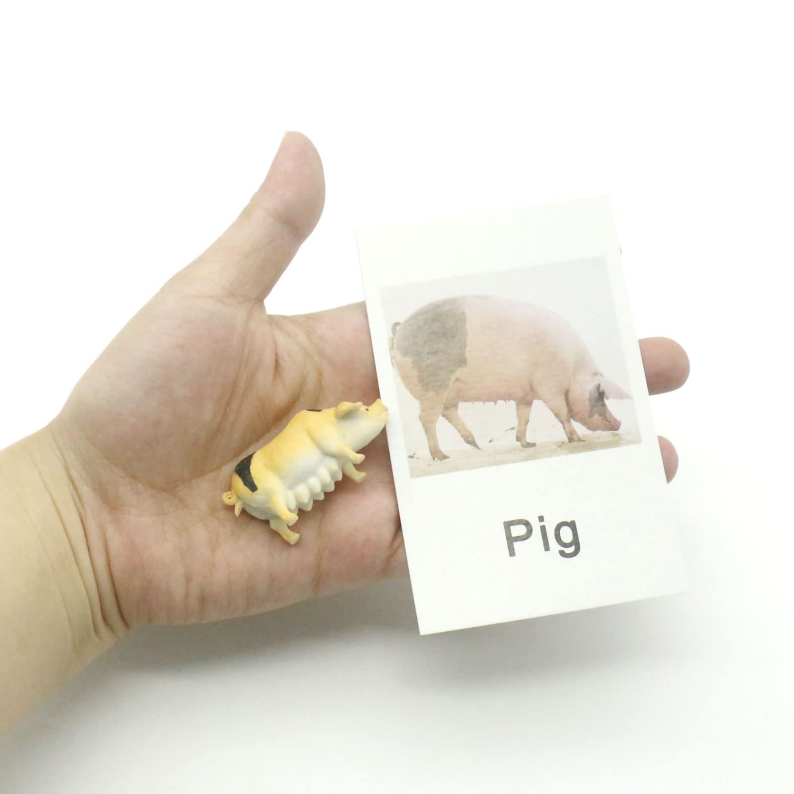 MEROCO Montessori Animal Match - Miniature Farm Animal Toy Figurines with Matching Cards Montessori Language Materials Preschool Learning Toy NEWT033