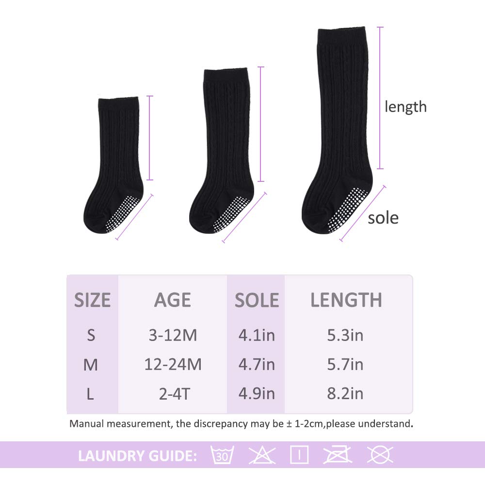 CozyWay Baby Knee High Socks Non Slip Unisex 3/5 Pack Toddlers Anti-Skid Long Stockings Boys Girls School Uniform Leggings (Assorted 5 Pack, M (1-2T))