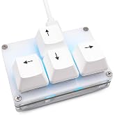 BTXETUEL Mini 4-Key Keypad WASD Arrow Key Keycaps Keyboard One-Handed Mechanical Gaming Keypad Programmable USB-C Customized Keyboard for Working or Gaming (White, Arrow Keycaps 2)