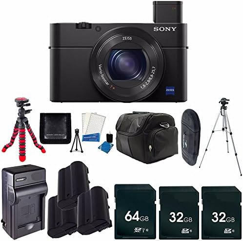 Sony Cyber-shot DSC-RX100 IV Digital Camera + Replacement Li-on Battery + Rapid Travel Charger + 32GB SDHC Class 10 Memory Card + 64GB SDXC Class 10 Memory Card + Full Size Tripod + 12-Inch Flexible Tripod + Digital Carrying Case + SDHC Card USB Reader + Memory Card Wallet + 6pc Starter Kit Bundle
