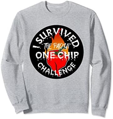 Unisex Paqui One Chip Challenge Ghost Pepper Survival Sweatshirt Large Heather Grey