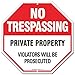 No Trespassing Sign, Private Property Sign, 12x12 Inches, Rust Free .040 Aluminum, Fade Resistant, Made in USA
