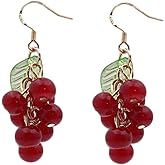3D Food Earrings Fruit Earrings ffor Women Handmade Green Purple Grape Cute Dangle Drop Earrings
