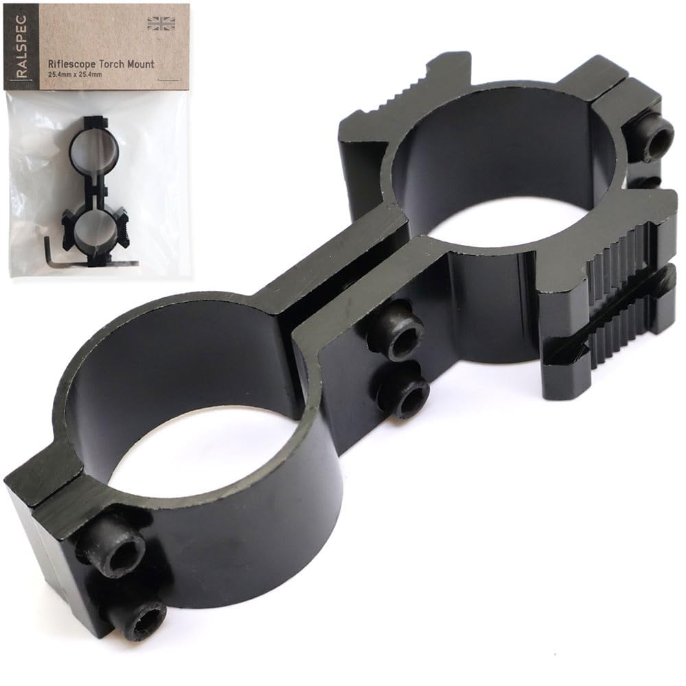 25.4mm x 25.4mm Rifle Scope Torch Red Dot Laser Clamp Mount with Dual 20mm Picatinny Rail Flashlight Adapter