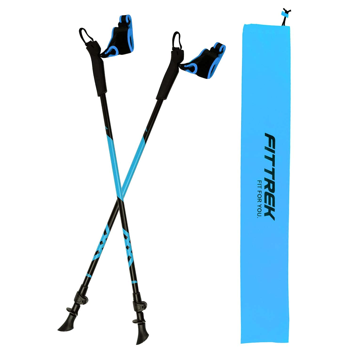 FitTrek Nordic Walking Poles for Men Women - 2 Pack Aluminum Nordic Walking Sticks - Nordic Poles with Ergonomic Grip Adjustable Ultralight for Hiking, Camping, Trekking, Mountaineering, Backpacking