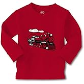 Kids Long Sleeve T Shirt Vintage Trains Cotton Boy & Girl Clothes Funny Graphic Tee Red Design Only 4T