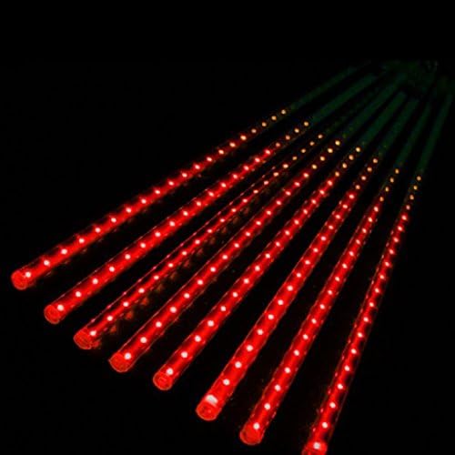 Poapp 8 Tubes Meteor Shower Rain Lights - 50cm 216 LED Falling Rain Drop Christmas Light - Waterproof Cascading Lights for Holiday Party Wedding Christmas Tree Decoration (50cm, Red)