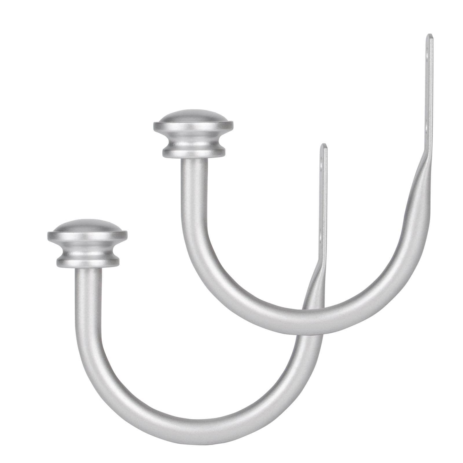 Photo 1 of TONIAL Curtain Holdbacks 2 Pack, Decorative Window Drapery Tiebacks for Wall with Small Finials (1 Pair/2 Pack), Silver