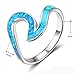 ACEFEEL Wave Ocean Beach Ring 925 Sterling Silver Paved Created Opal Size 6
