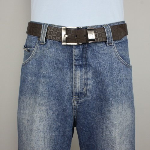 Triple Cube Plaid Design Wide Belt - Brown