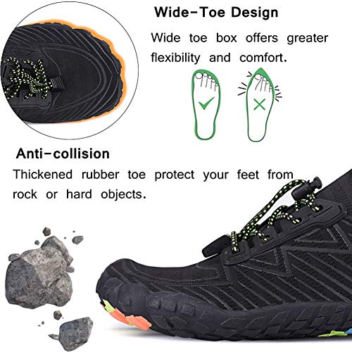 Water Shoes Barefoot Quick-Dry Aqua Yoga Socks Slip-on for Men Women Black 9 M US Women/8 M US Men