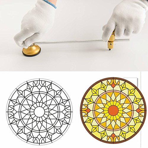 Bloomoak Compass Heavy Duty Circular Glass Cutter with Round Knob Handle and Suction Cup Adjustable Diamond Glass Cutter Tool Set 60 cm