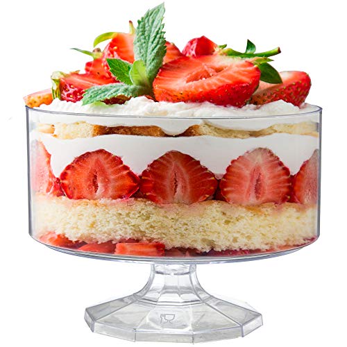 Disposable Pedestal Trifle Bowl, 3 Pack 8” Round Clear Elegant