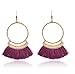 Livtor Fan Tassel Hoop Earrings Fish Hook Earring for Daily Wear, Wedding, Party etc(Purple)