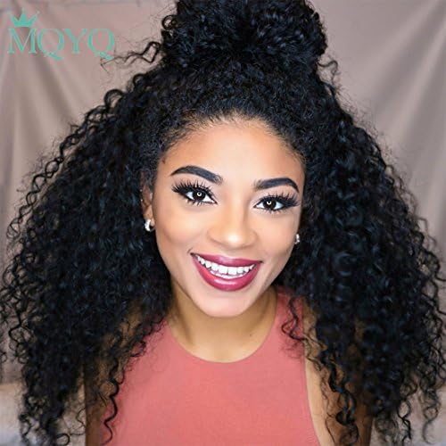 20'' Curly Glueless Lace Front Human Hair Wigs with Baby Hair for Black Women 360 Pre Plucked Virgin Brazilian Curly Wig Adjustable Strap Silk Base Lace Wigs Natural Hairline