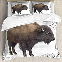 shirlyhome Ultra Soft Polyester Bed Sheet Set Bison in Front of a White Background Bed Sheet Set Queen