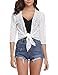 Abollria Womens 3/4 Sleeve Sheer Shrug Tie Front Cropped Bolero Cardigan
