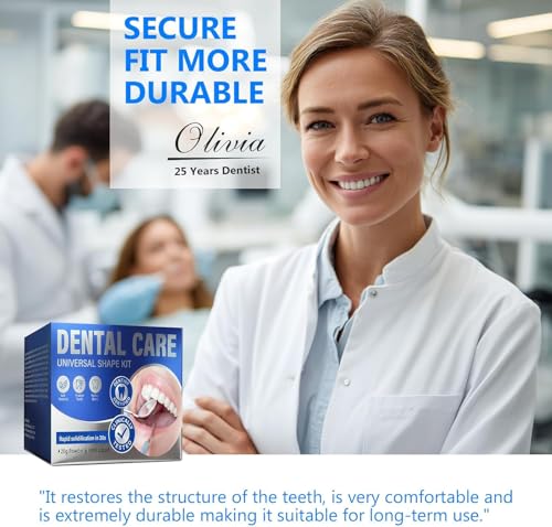 Tooth Filling Repair Kit, Temporary Tooth Repair Kit for Missing and Broken Teeth, with 4 Precision Tools, Natural Shade Emergency Smile Fix for Gaps and Chipped Molars