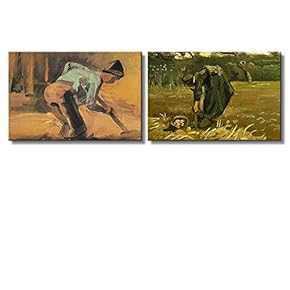 Peasant Woman Digging Up Potatoes Man at Work...