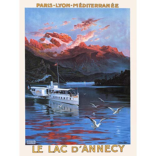Wee Blue Coo Travel Tourism Mountain Lake D’Annecy France Vintage Advertising Art Print Poster Wall Decor 12X16 inch
