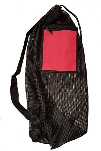 Mesh Drawstring Snorkel Bag with Pink Zip Pocket