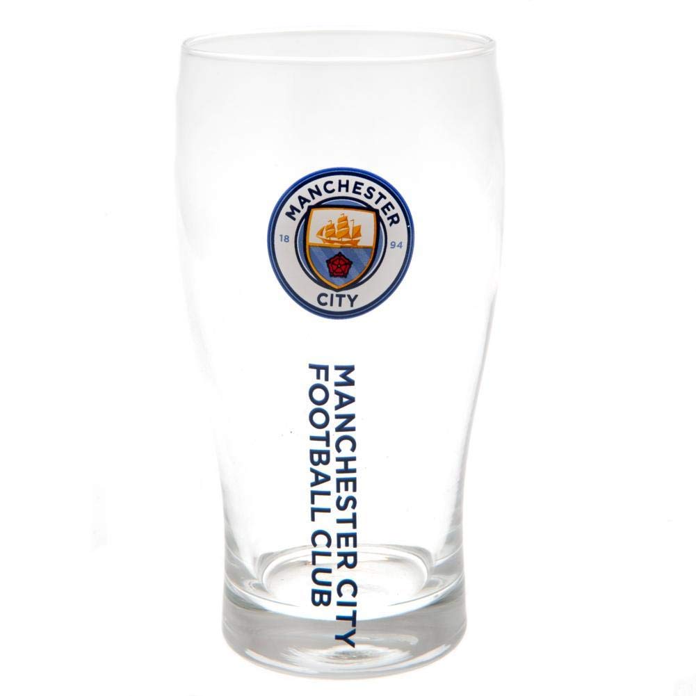 Manchester City FC Tulip Pint Glass (One Size) (Clear/Blue)