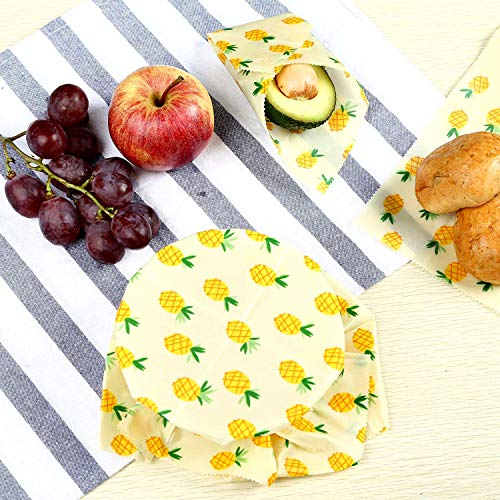 Set di involucri in cera d\'api per alimenti biologici, per evitare sprechi di formaggio e panini, in plastica sostenibile, lavabili C