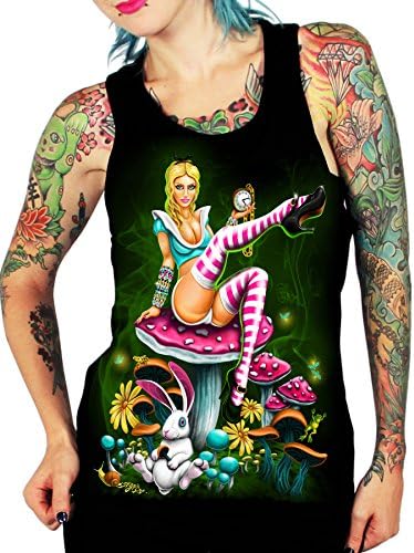 Electric Wonderland' Alice Rave Top - Glow in The Dark EDM Clothing - Womens Tank