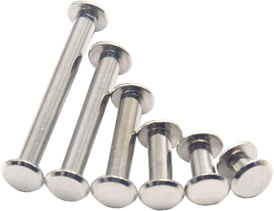 CEEYSEE 140PCS(70Set) Silvery Chicago Screws Assorted Kit Nail Rivet Chicago Button for DIY Leather Decoration Bookbinding Round Flat Head Stud Screw (ZBYC) - Image 5